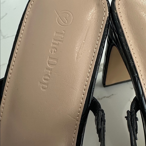 NWOT The Drop Black Strappy Slide Sandals Wide Narrow Wedge SZ 9 3.5” heel - Picture 3 of 6